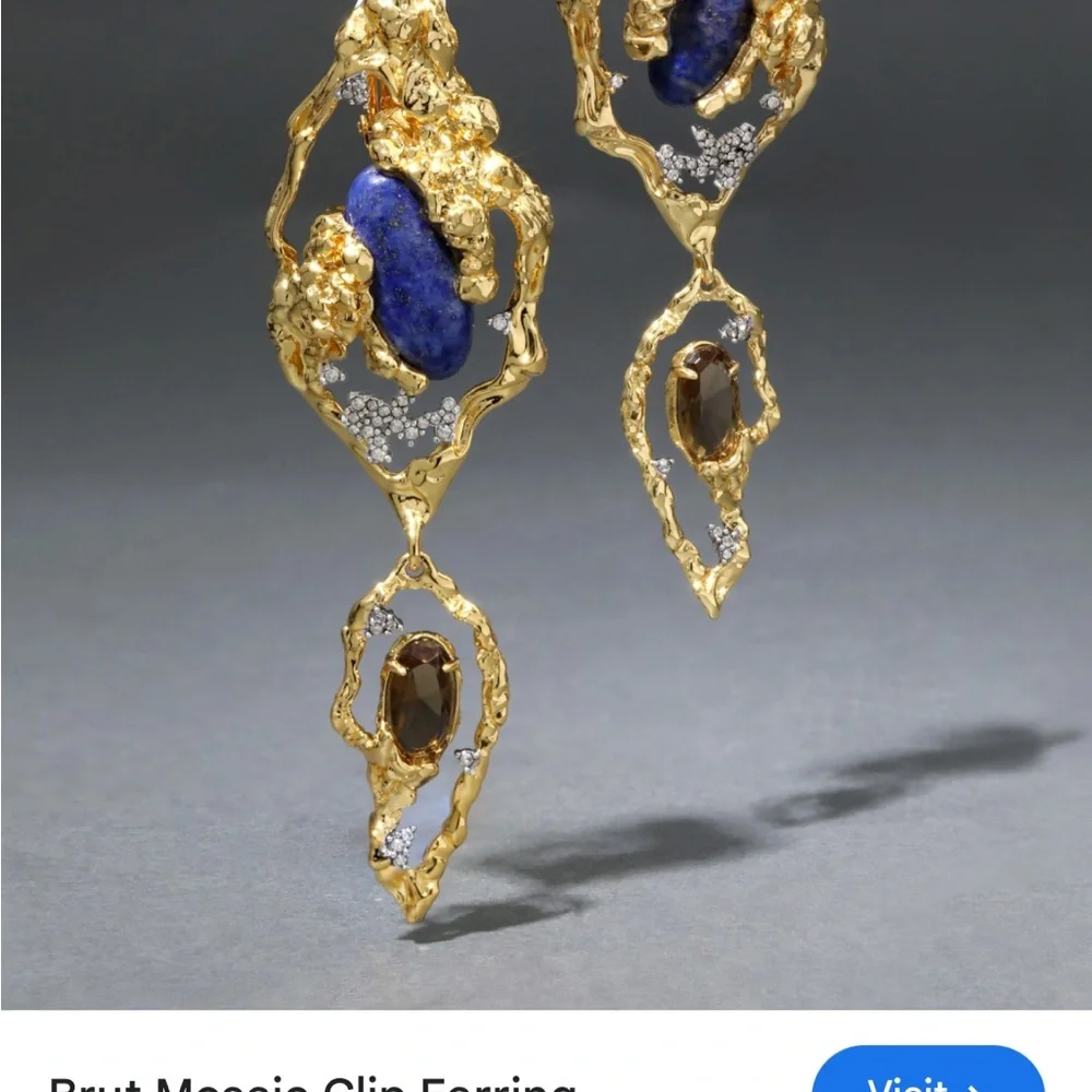 ALEXIS BITTAR Brut Mosaic Clip Earring 14K Gold Plated NWT - Picture 3 of 13